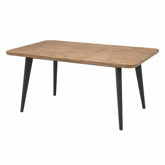 Tavolo da pranzo allungabile piano effetto legno naturale struttura in metallo nero 120-160 x 80 x 75 cm