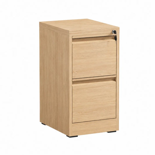 Classificatore da ufficio con 2 cassetti con serratura in legno ingegnerizzato effetto rovere 40 x 50 x 60 cm legno naturale